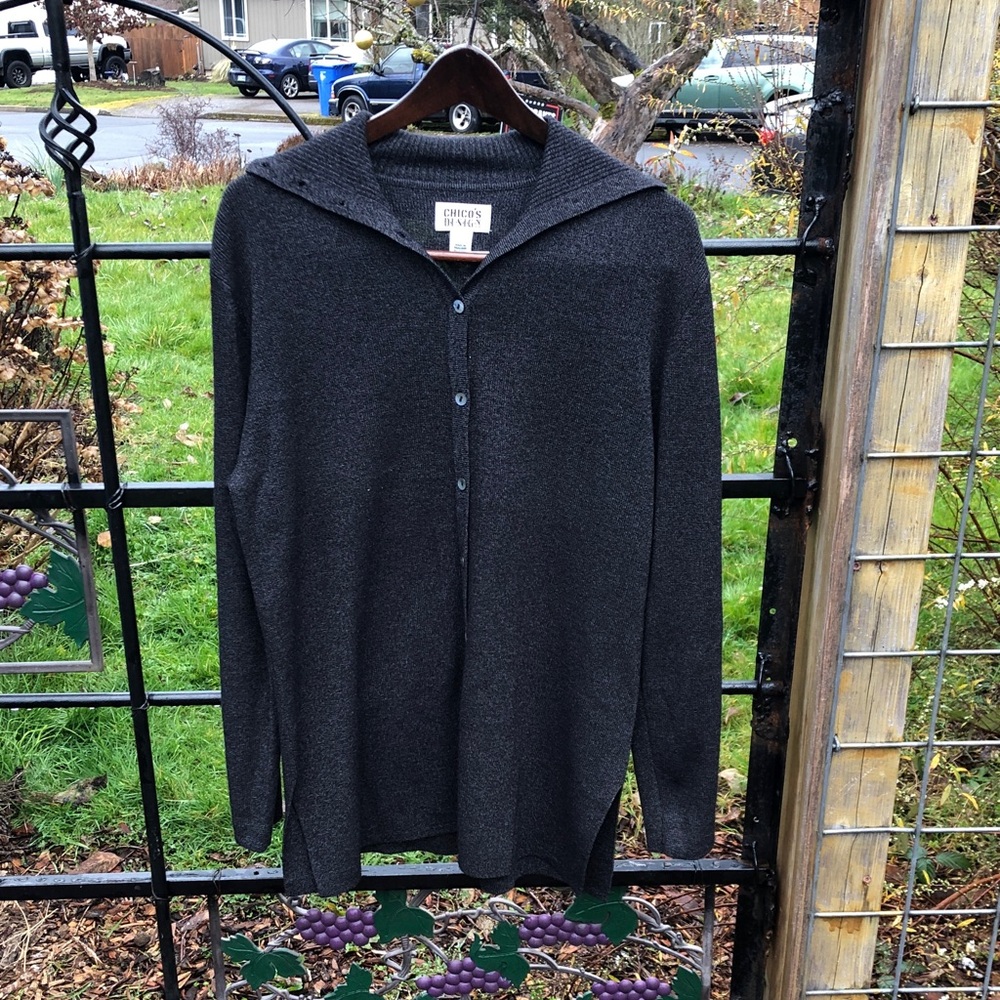 Chico’s dark gray acrylic blend long sweater size 2/12